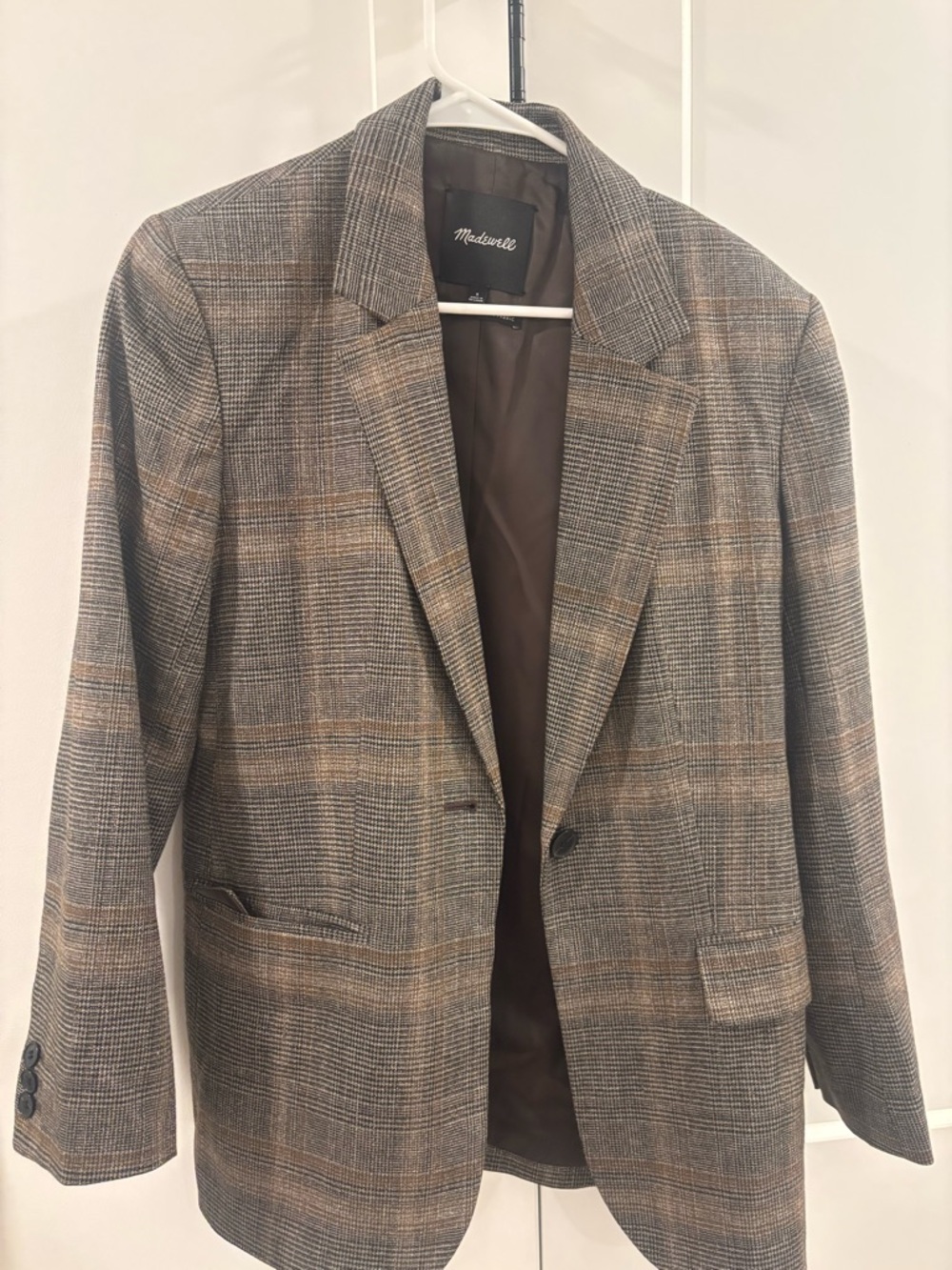Madewell Plaid Blazer in Brown and Gray Tones